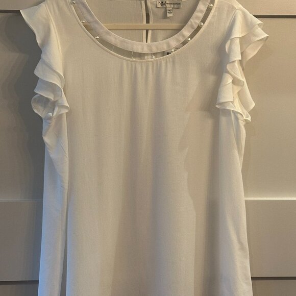 โจ๐๏ธ NWT - Neiman Marcus Pearl Embellished Ruffle Sleeve Blouse - XL ๐๏ธโจ - Picture 6 of 10